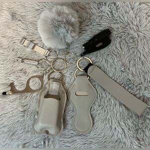 9pcs Grey and Silver Safety Keychain Set